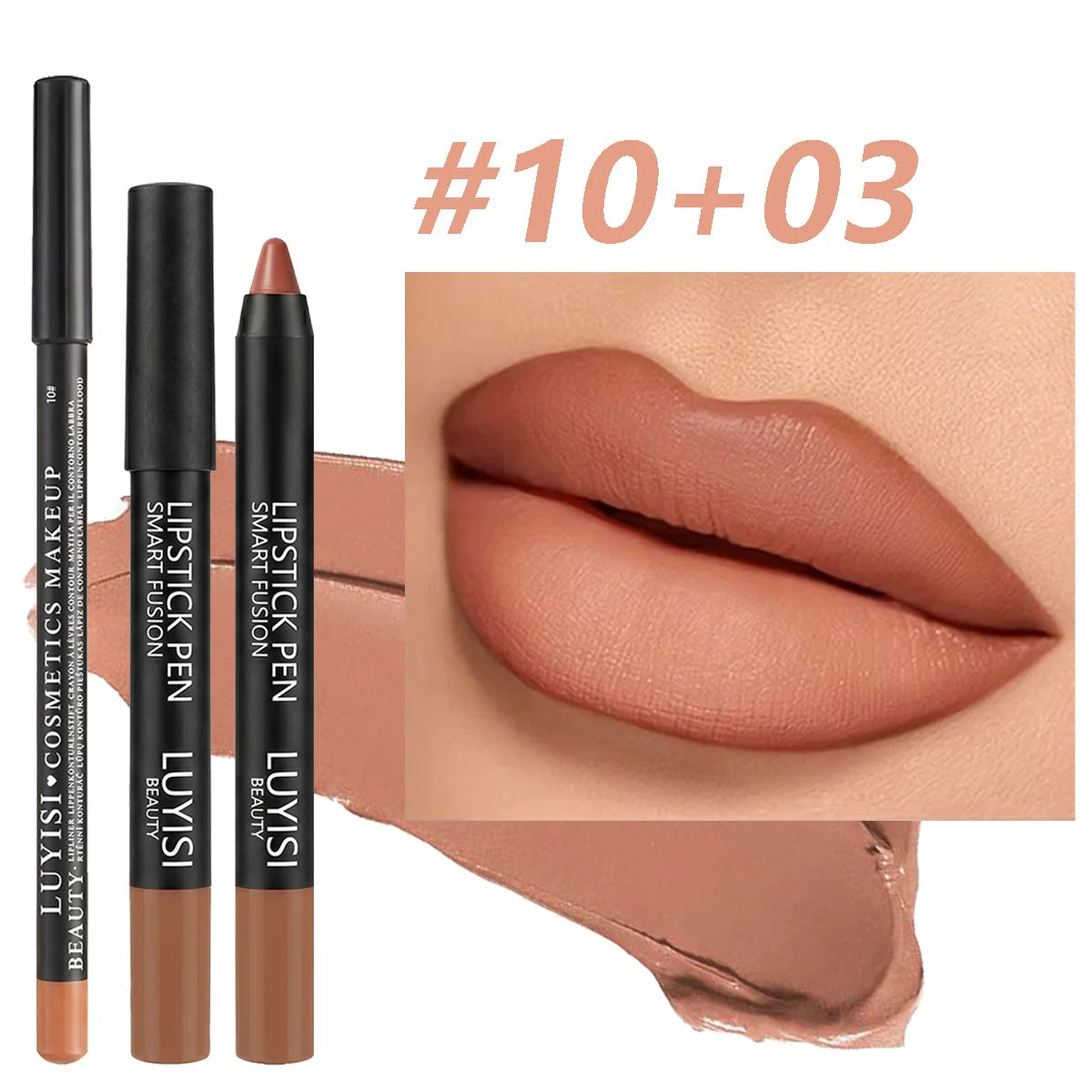 2pcs velvet nude lip set with long-lasting matte lip liner and waterproof lipstick pencil for a smooth, creamy finish.