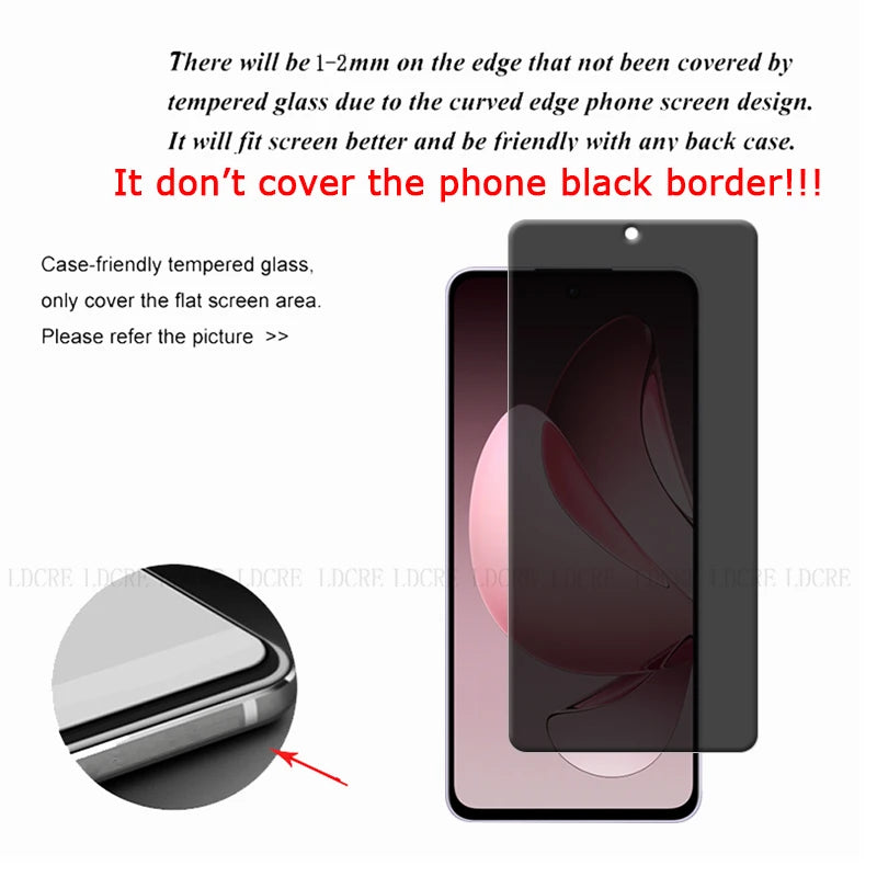 4Pcs For Reno 13F Glass OPPO Reno 13F Reno13F Screen Protector 9H HD Phone Protective Privacy Anti-Spy Tempered Glass Reno 13F AE Tidesmit