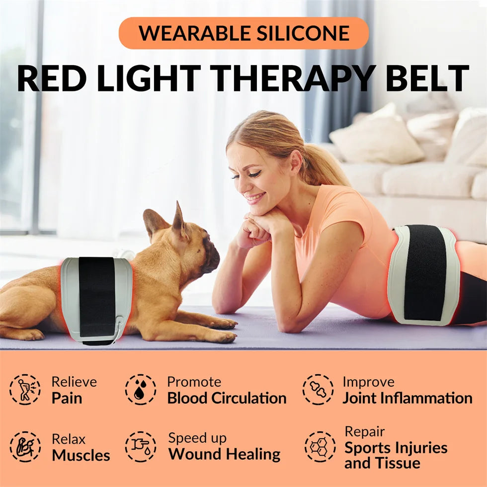 ZJKC 660nm 850nm 940nm Red Light Therapy Belt Near Infrared Phototherapy Wrap 450pcs LED Heating Pad for Full Body Pain Relief