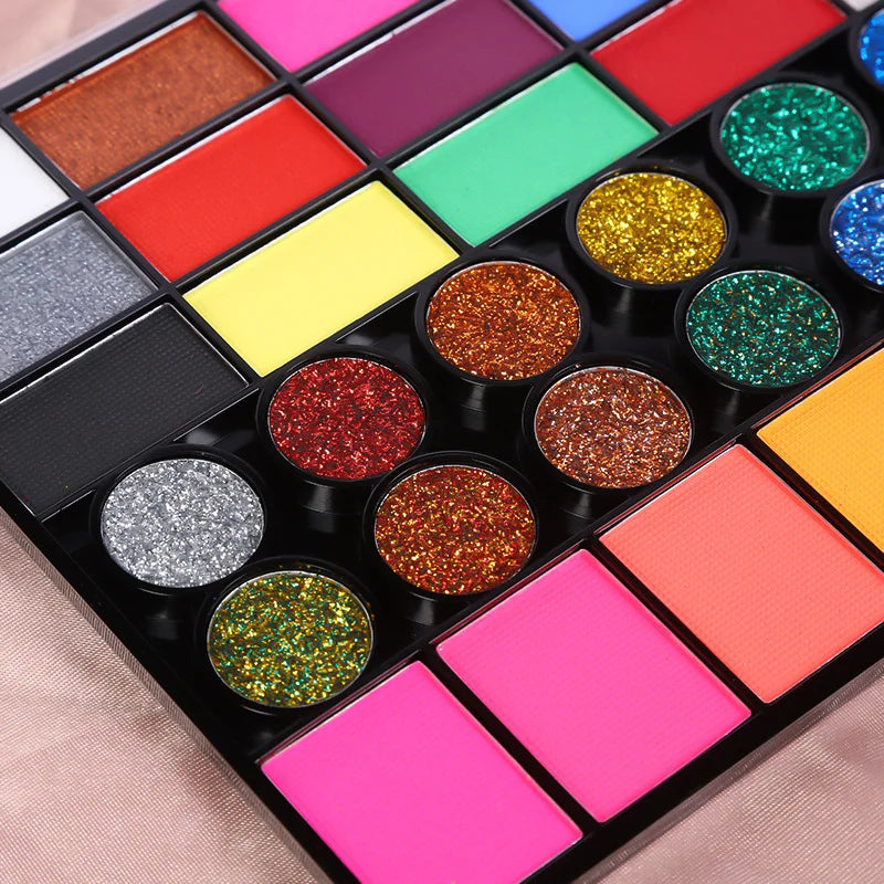 Tidesmit 42 color face and body paint kit featuring water soluble neon and glow makeup for festival art