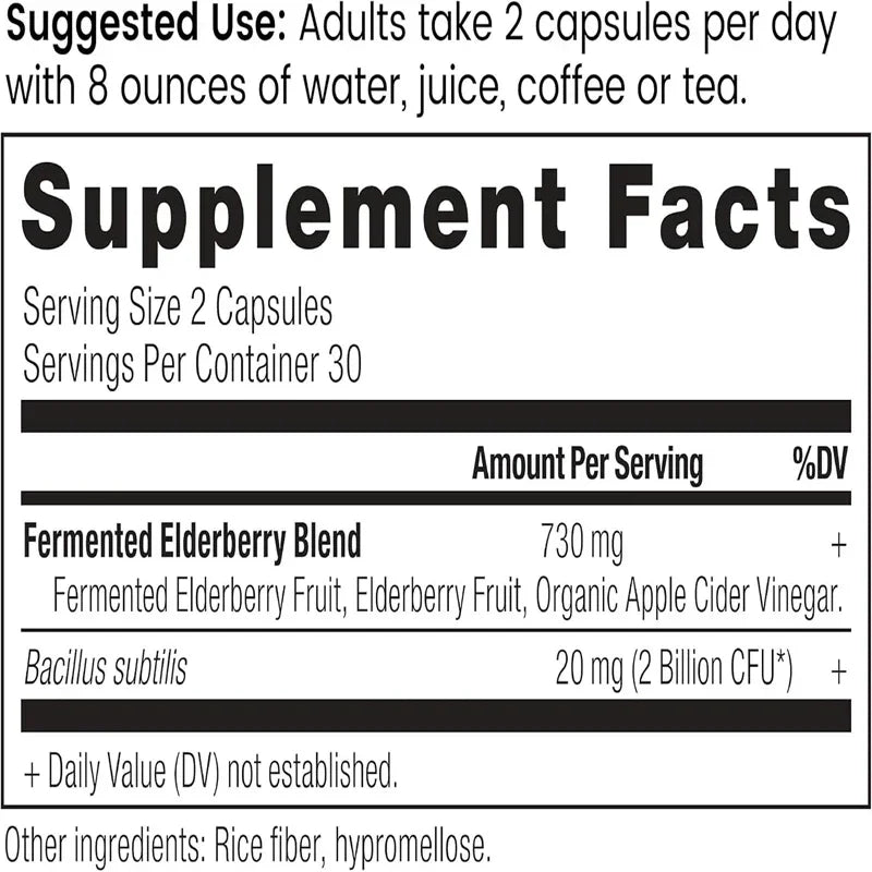 Elderberry And Probiotic Supplements, Immune System Support, Gluten-free, Kosher And Ketogenic Friendly, 60 Capsules