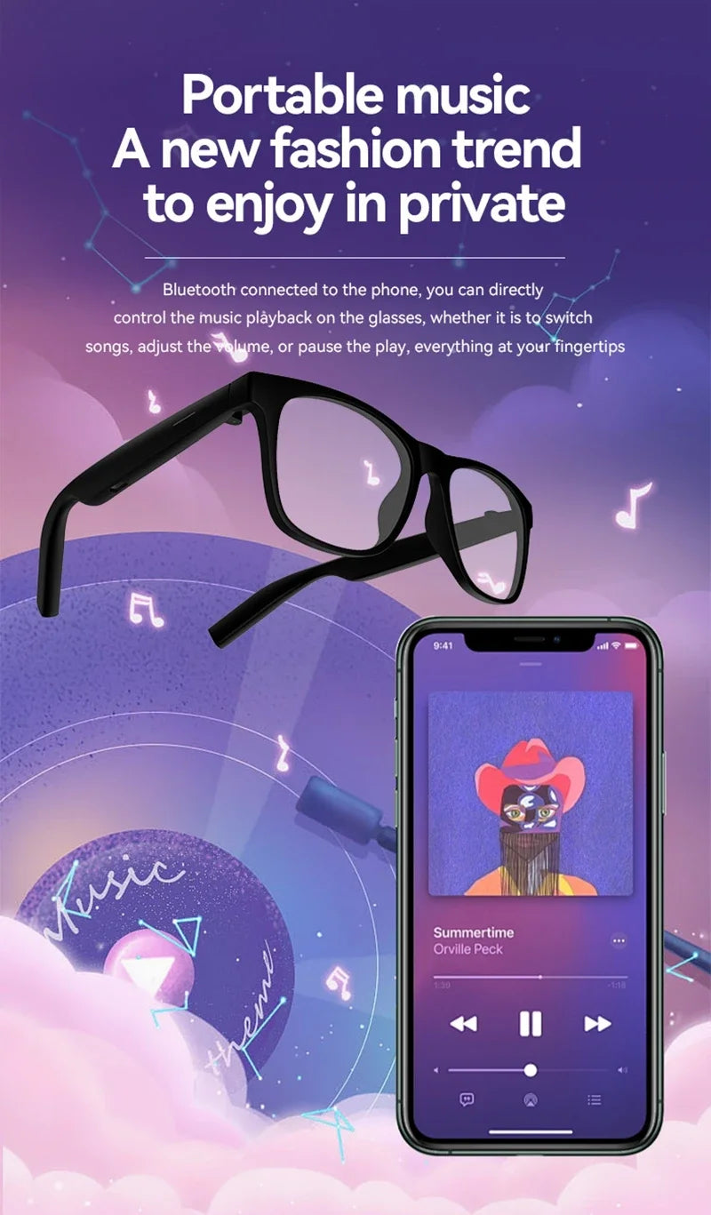 AI Smart Glasses with 4K Camera & Bluetooth Audio - Black by Tidesmit Tidesmit
