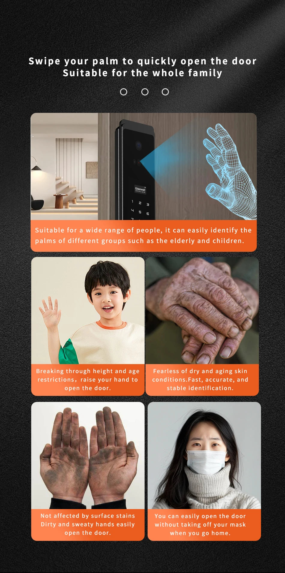 3D Palmar Vein Smart Door Lock Tuya U Smart Go Security Camera Intelligent Biometric Fingerprint And Face Recognition Smart Lock