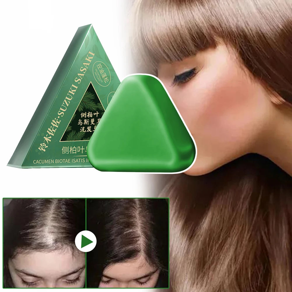 Nature Seven Green Soaps Shampoo Usman Grass Hair Growth Shampoo Bar Thickening Strengthens Hair for Women Men Hair Scalp Care