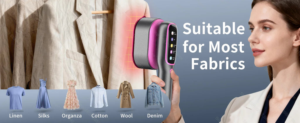 Tidesmit portable mini garment steamer for dry and wet ironing showing compact handheld design for home or travel
