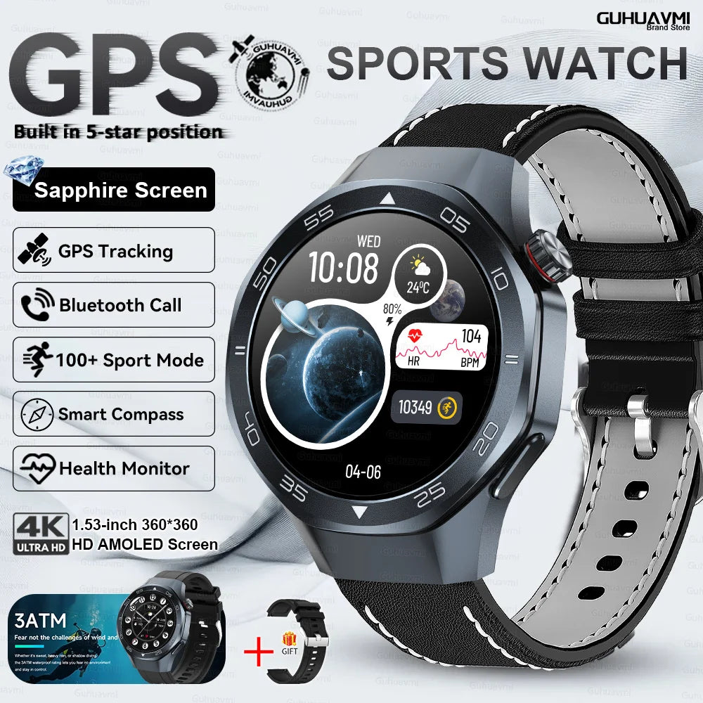 2026New Smart Watch GPS Positioning 3ATM Waterproof GPS Tracker Compass Men Bluetooth Call Heart rate 170+Sports Watch Men Women