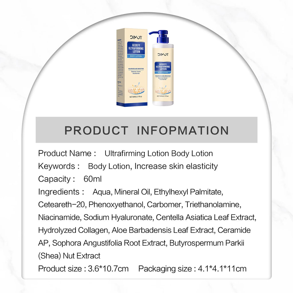 Ultra Firming Body Lotion 60ml Tighten Nourish Skin Boost Elasticity Niacinamide Hyaluronic Acid Shea Butter Body Lotion