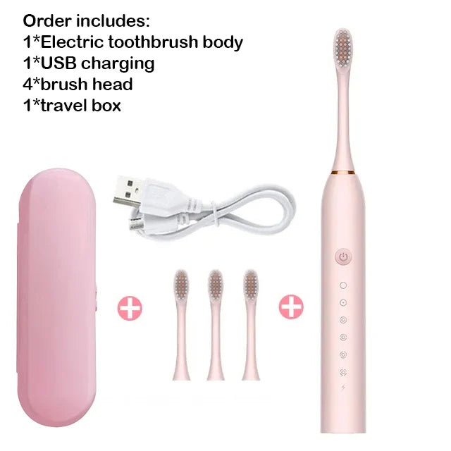 Electric Toothbrush Smart Timing Tooth Brush USB Rechargeable Teeth Clean Whitening Sonic Toothbrush With Replacement Head