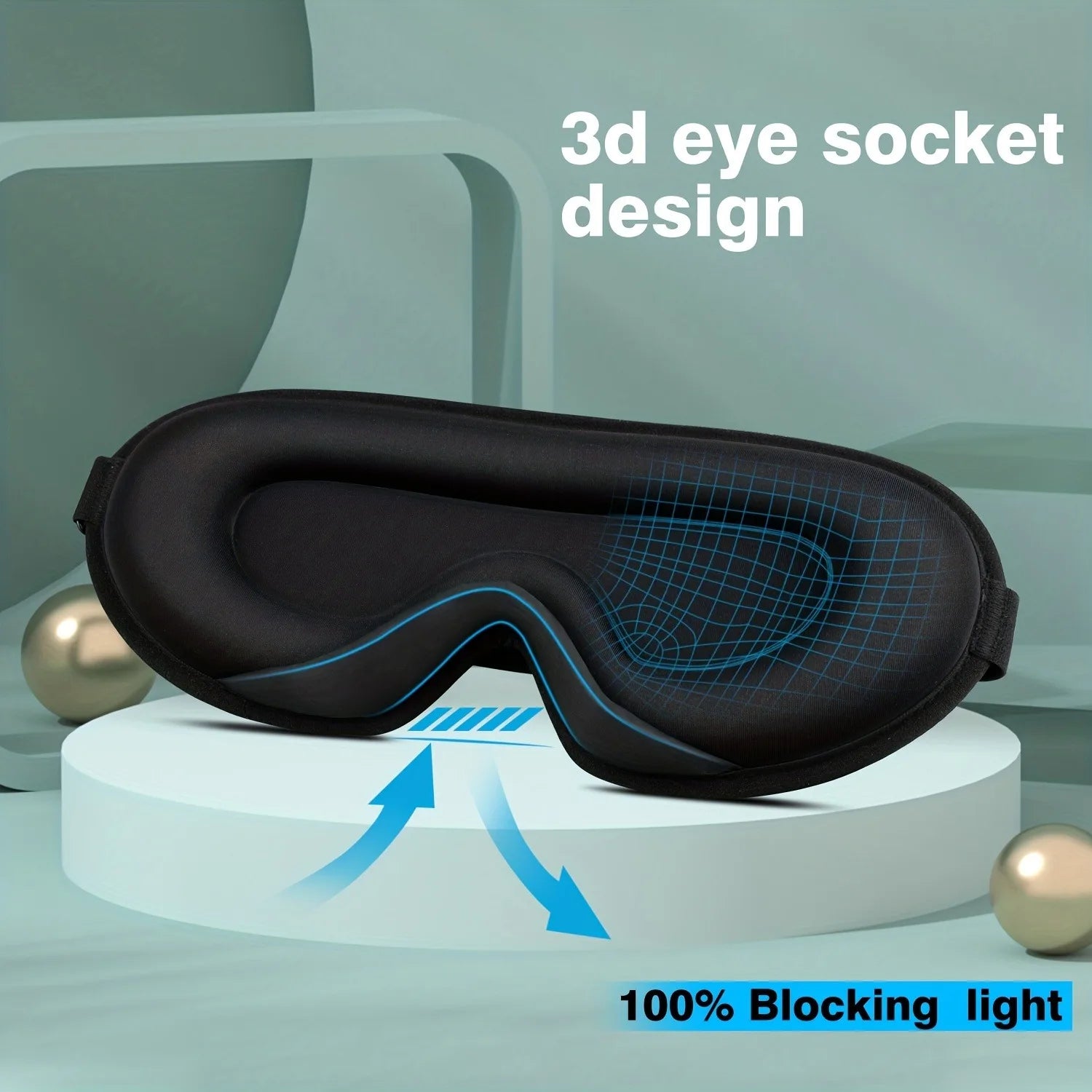 3D Sleep Mask for Men Women Soft Breathe Sleep Mask For Eyes,100% Blockout Light Eye Mask Travel Nap Rest Relax Sleeping