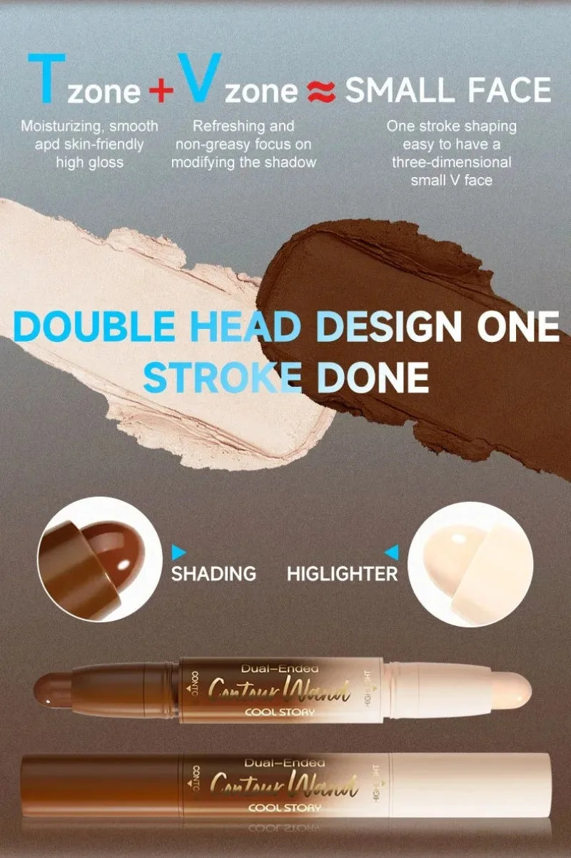 Tidesmit double-ended contour stick showing waterproof cream highlight and shadow texture close-up for face makeup