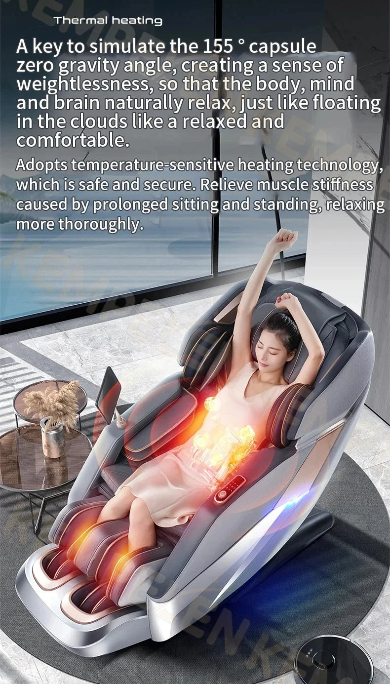4D Full Body Massage Chair - Zero Gravity Heat Therapy - Black Body Shaping Massage Equipment Tidesmit