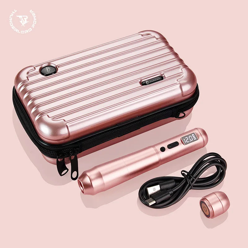 Wireless PMU Tattoo Pen for Eyebrows and Lips - Professional Device Permanent Makeup Machines Pink Tidesmit
