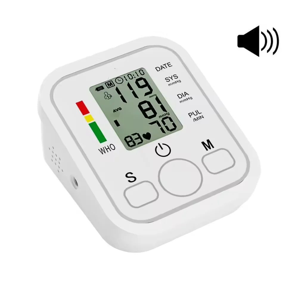 Digital Blood Pressure Monitor Upper Arm Cuff Home Use Automatic BP Tonometer Sensor Pulse Rate Meter Sphygmomanometer