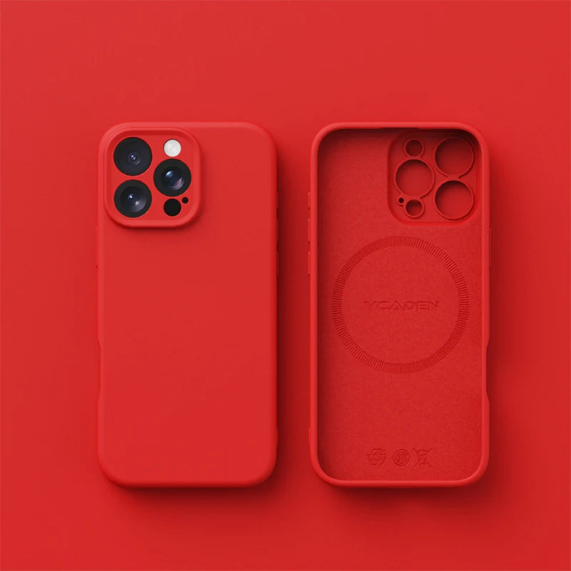 Magnetic iPhone 16 Case | Liquid Silicone Shock-Absorbing Cover Red Tidesmit