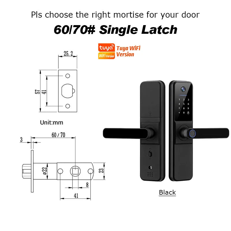 YRHAND Tuya Wifi fechadura eletronica digital Smart Door Lock With Biometric Camera Fingerprint Smart Card Password For home