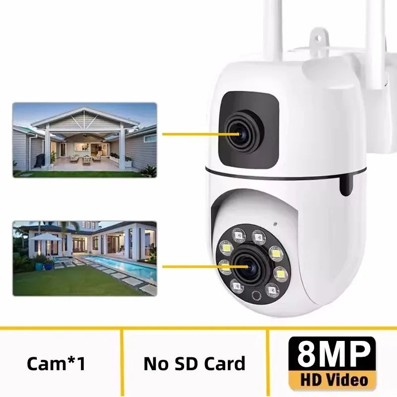8MP WIFI Surveillance Camera Dual Lens Dual Screen 5MP IP Cameras Wireless Auto Tracking Color Night Vision 10X Zoom HD Camera