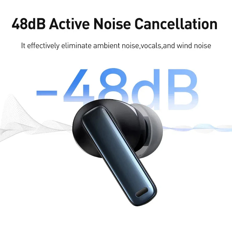 Tidesmit 48dB Active Noise Cancelling Wireless Earbuds - Bluetooth 5.3 Tidesmit