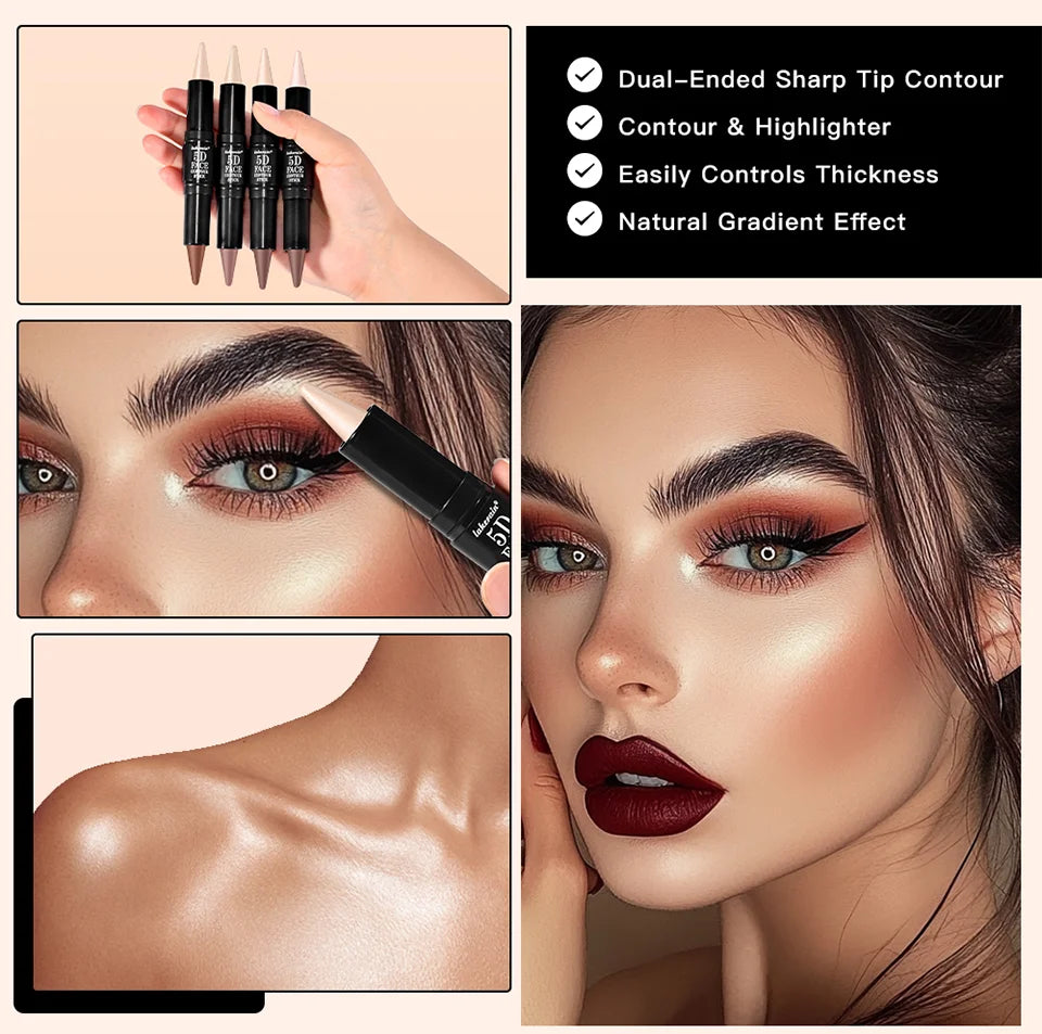 Tidesmit dual ended contouring stick and highlighter for V face sculpting and defined nose bridge makeup detail view