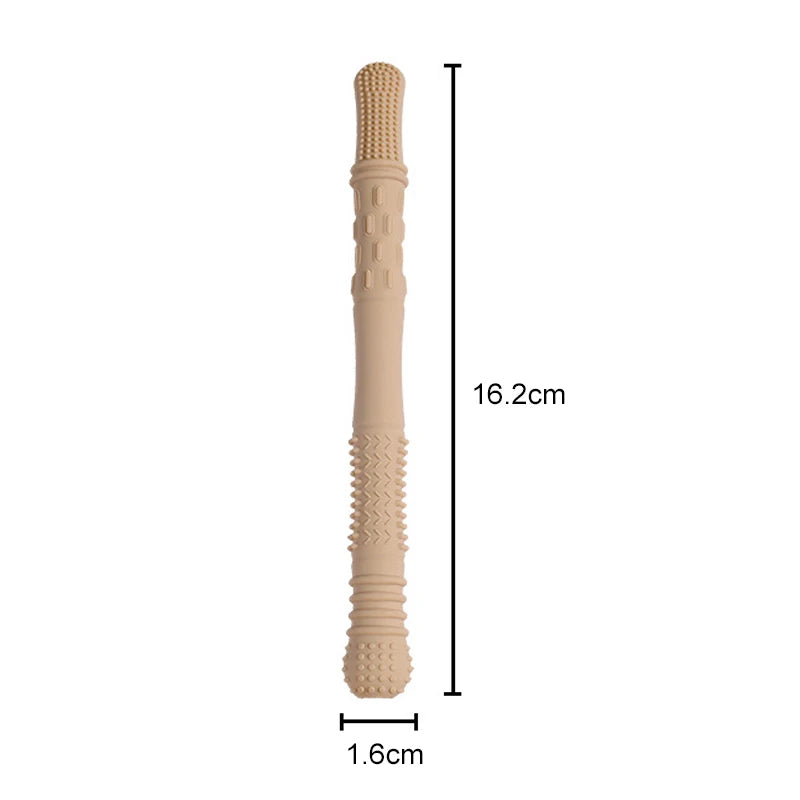 Newborn Hollow Teething Tube Baby Silicone Teether Stick Biting Chewing Straws Nursing Soother Molar Toy Gift for Infants