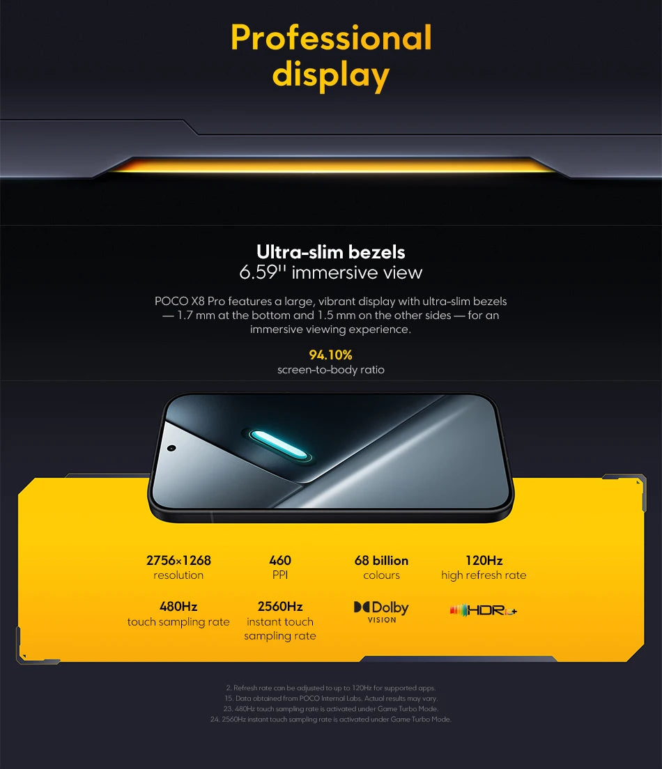 POCO X8 Pro Global Version Smartphone Dimensity 8500-Ultra 6500mAh battery 6.59" 1.5K 120Hz AMOLED display 50MP
