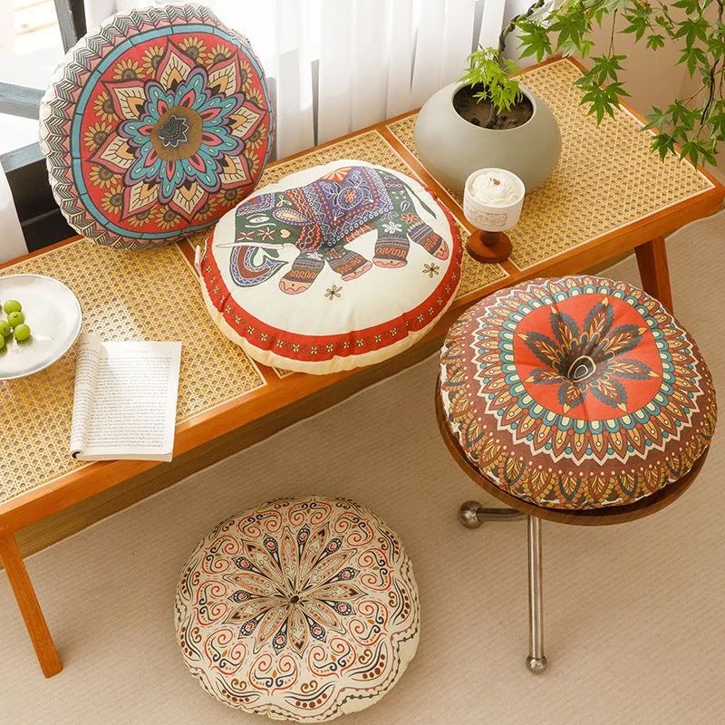 Bohemia Cotton Linen Chair Cushion Geometric Cotton And Hemp Round Chair Cushion Yoga Meditation Floor Mat Sofa Pillow Cushion