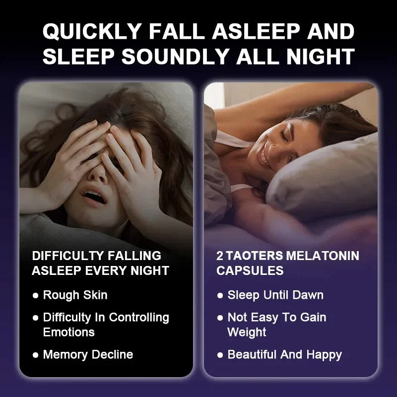 Melatonin capsules 10MG - promotes restful sleep and reduces stress, uninterrupted sleep, antioxidant effect