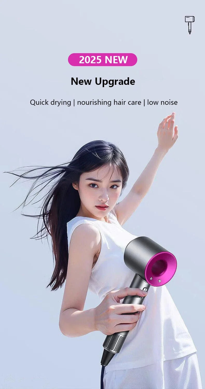 Grey and pink professional ionic hair dryer with lightweight design for fast, low-noise styling and healthy hair.