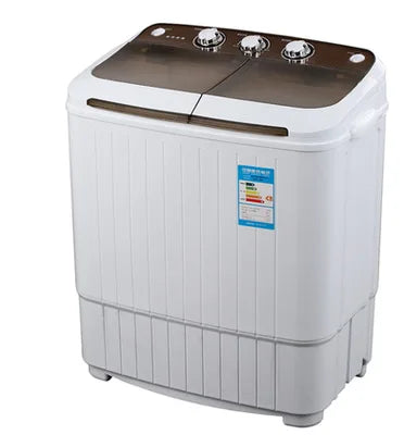 Tidesmit 5kg semi automatic twin tub washing machine showing detailed control panel and laundry tub interior