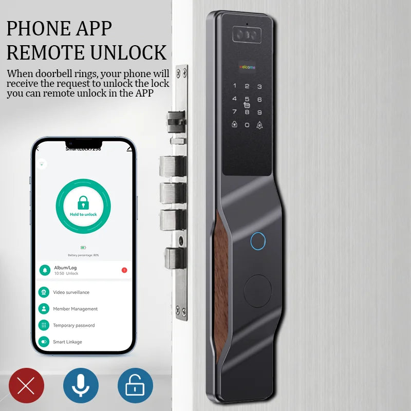 Tuya Smart Lock With Camera, Password, And Facial Recognition Unlocking - Remote Unlocking Smart Intelligent Lock