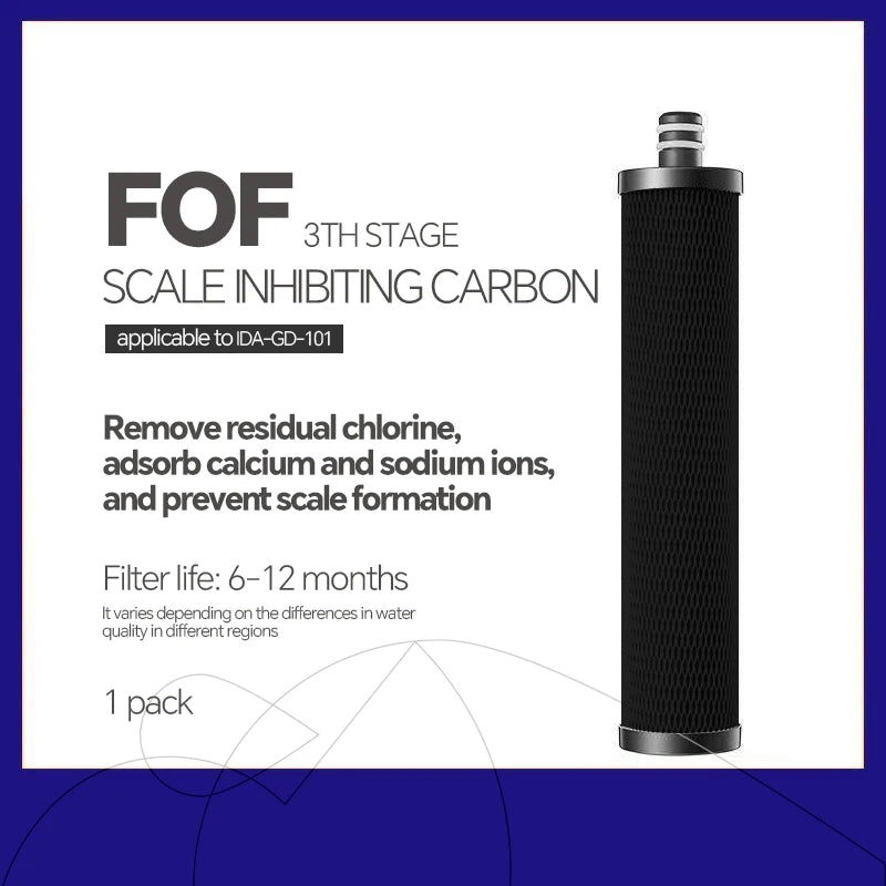 FOF 3rd-stage scale inhibiting carbon replacement cartridge, single pack