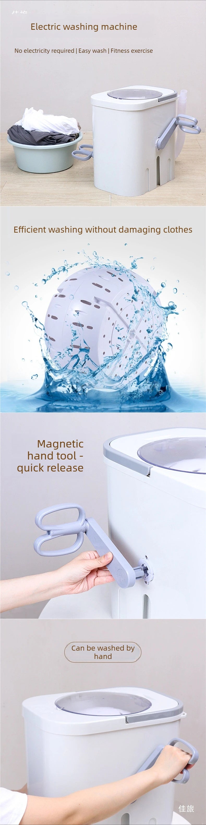 Tidesmit manual hand-cranked shoe washing machine for dorms cleaning socks and shoes without electricity, angle view 7