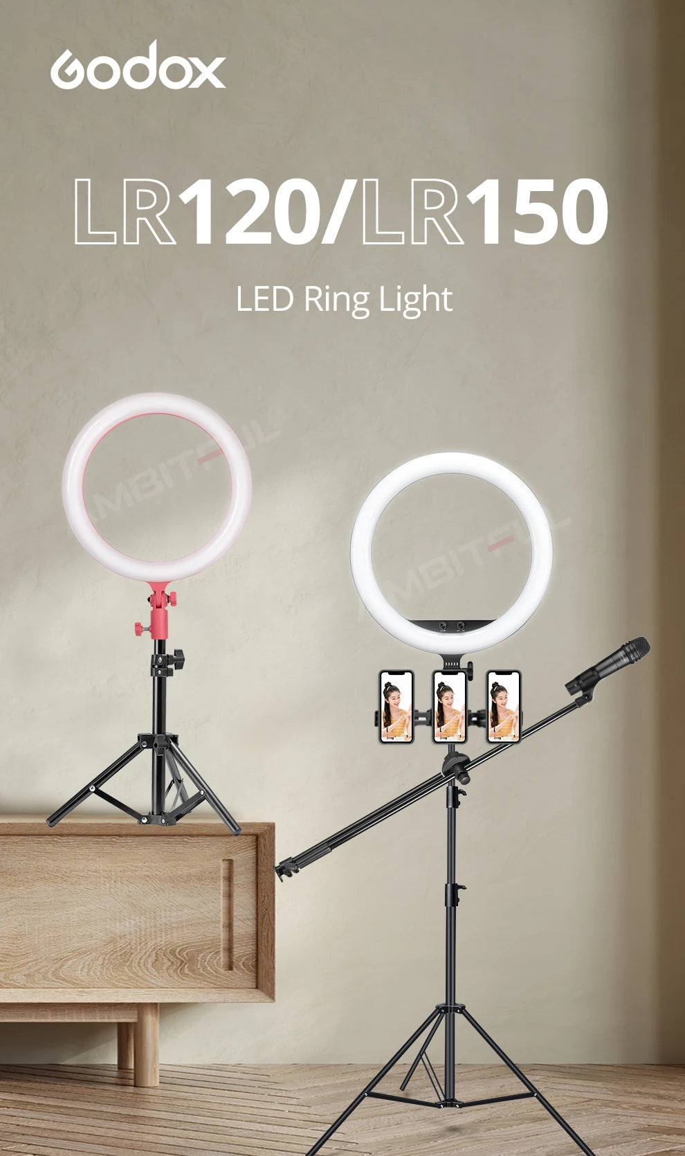 LED Ring Light with Adjustable Color Temperature for Video and Makeup Tidesmit