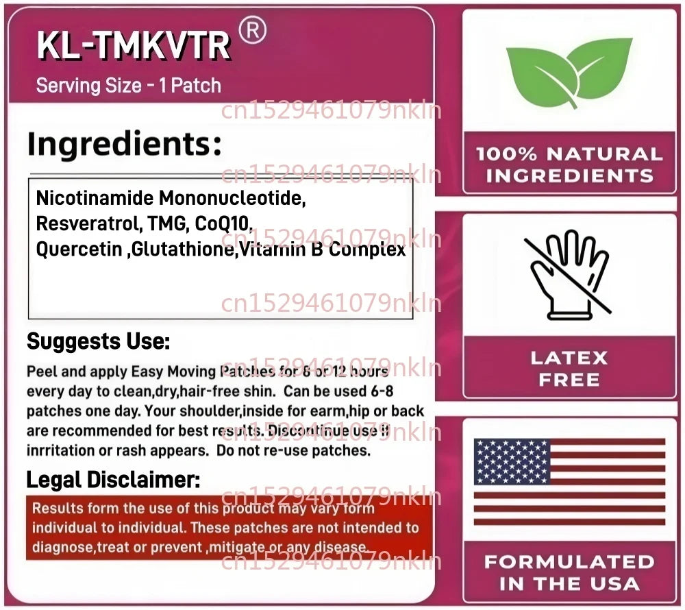 30 Patches Liposomal NMN Transdermal Patches with  Resveratrol, TMG, CoQ10,Glutathione for Cellular Support