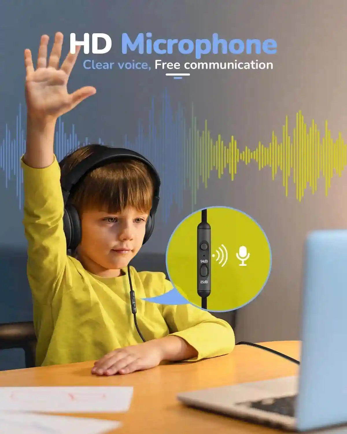 Kids Wired Headphones with Microphone - Foldable Over-Ear Tidesmit Tidesmit