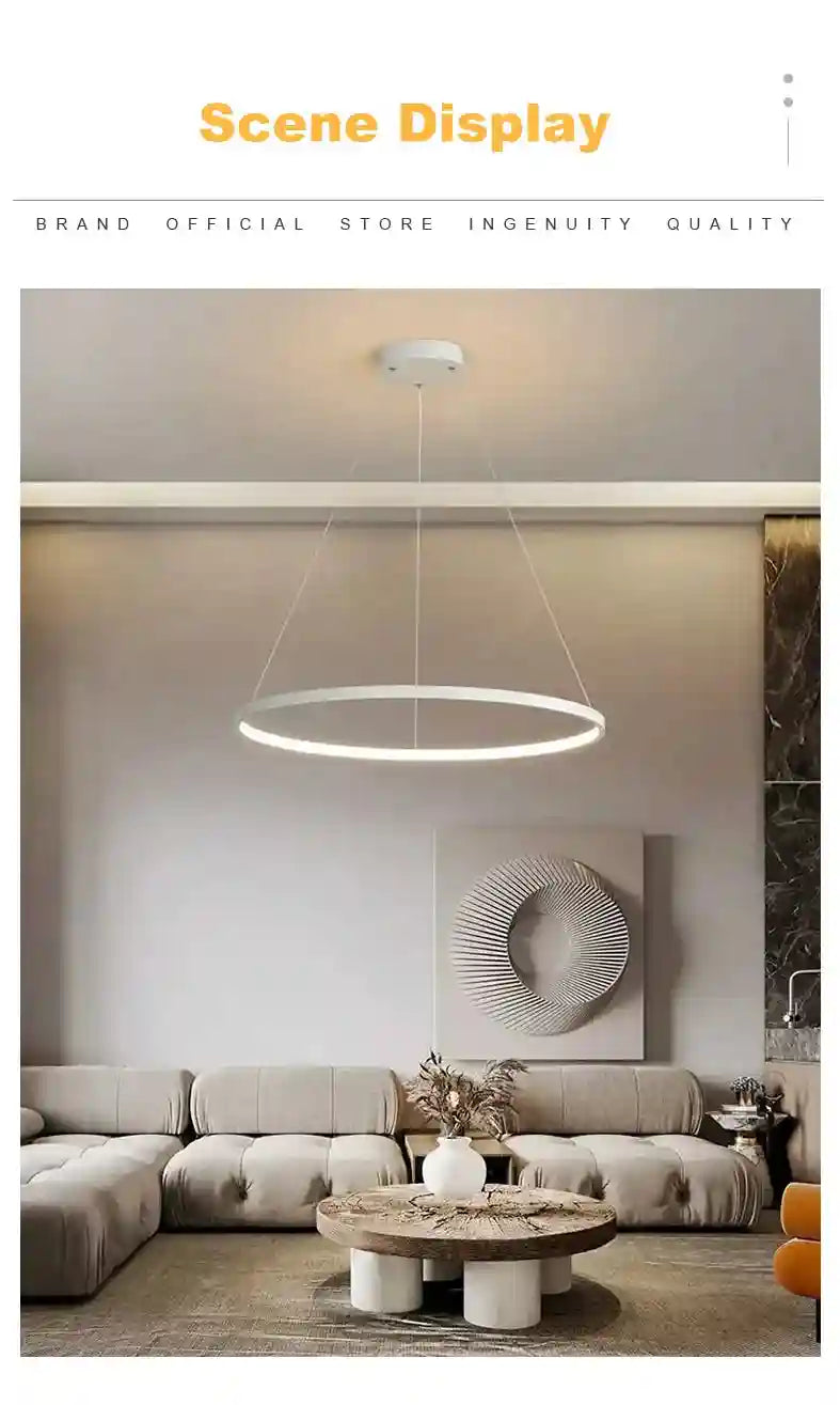 Modern LED Ring Light – Minimalist Dimmable Chandelier for Studio Tidesmit