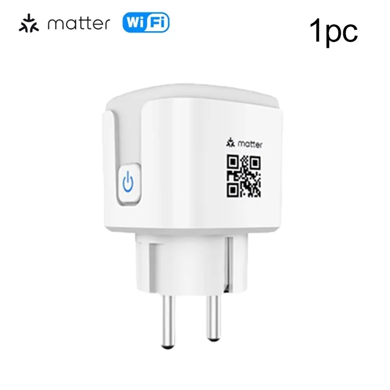 Matter WiFi Smart Socket EU16A Mini Smart Plug Adapter APP Control Works with HomeKit Alexa Google