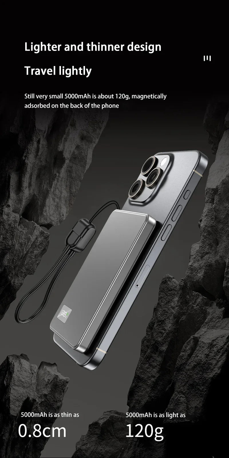 Magnetic Wireless Power Bank 50000mAh 120W Fast Charge for Devices Tidesmit