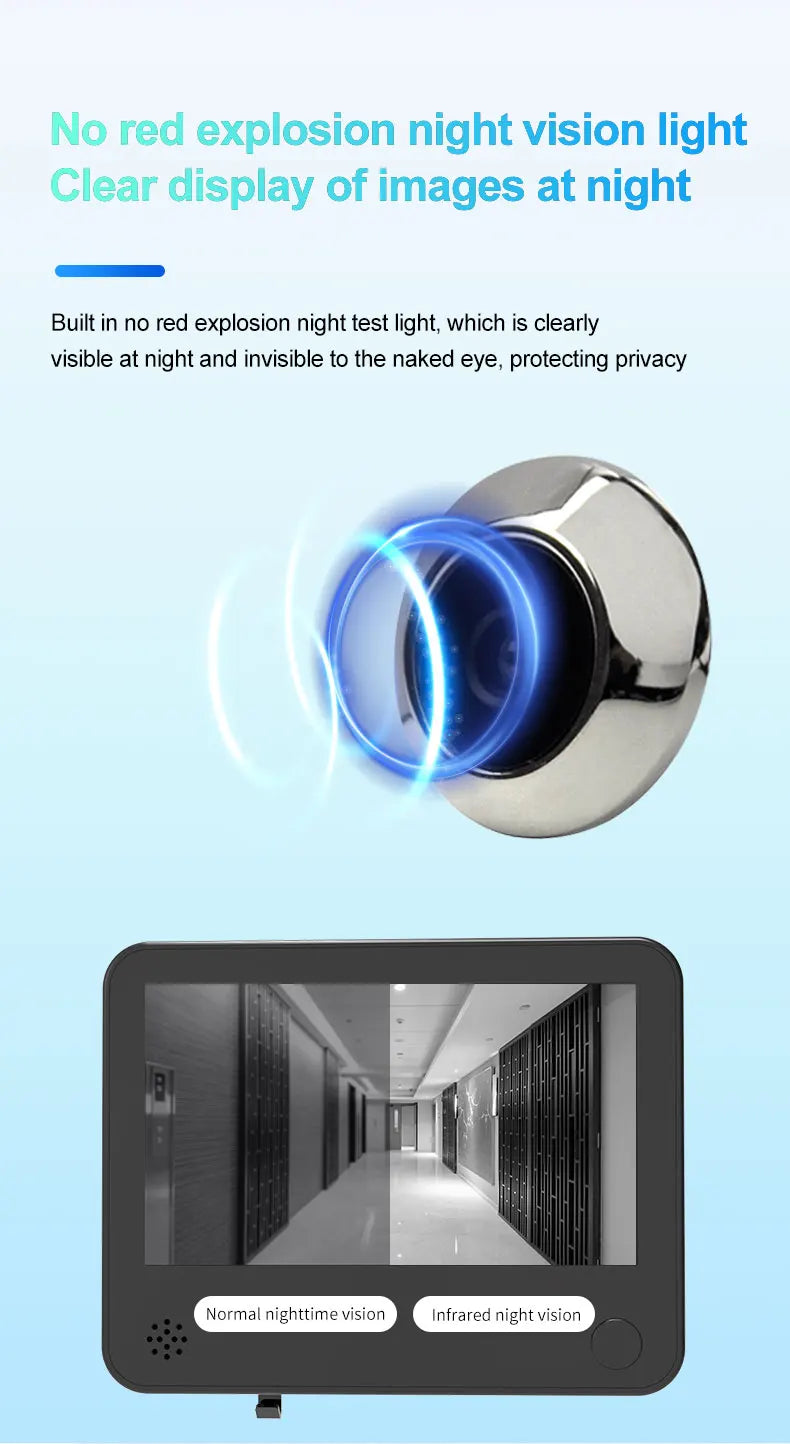 Danmini Tuya Smart Cat Eye Door Security Camera 3MP 4.3 Inch Screen 2K Visual Night Vision PIR Motion Detection Digital Peephole