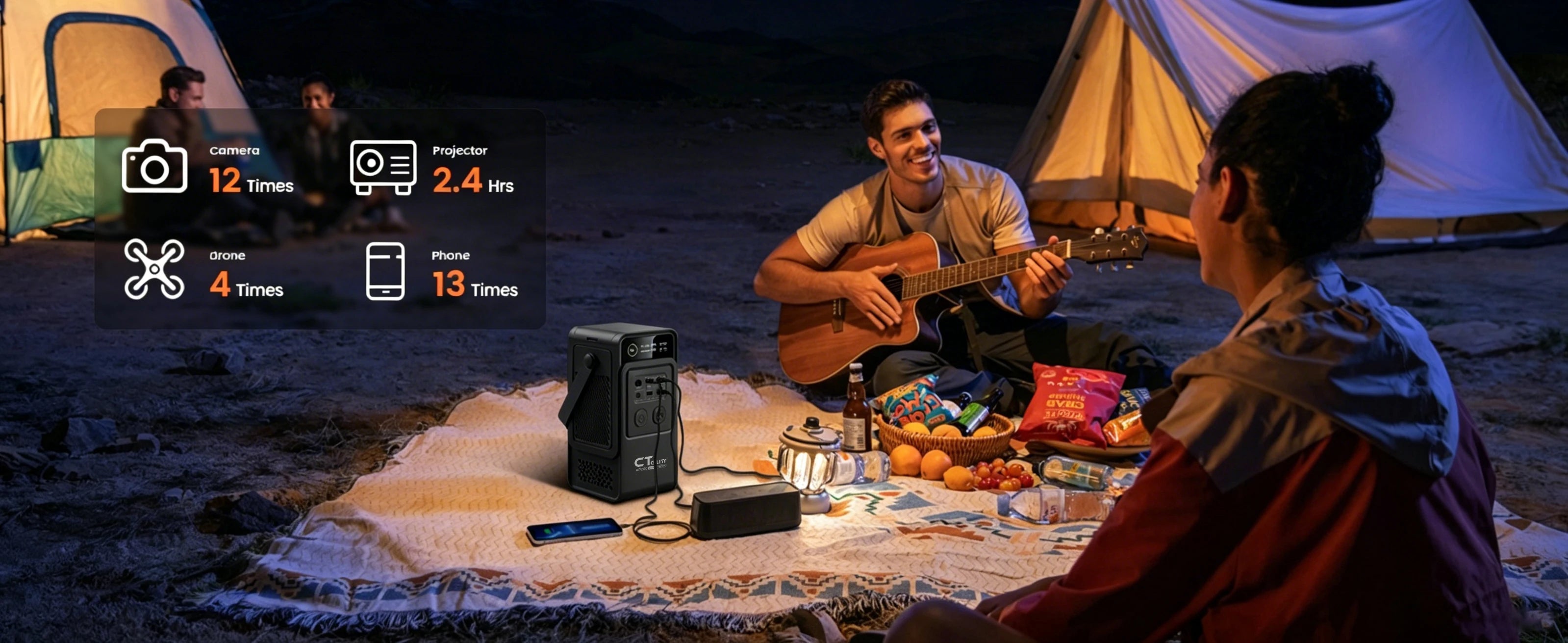 CTOLITY AP200 AP1000 Black style 200W/1800W Portable Power Station 192Wh/1024Wh 60000mAh/320000mAh LiFePO4 Battery Solar Generator UPS Function Emergency Power Supply for Camping Outdoor