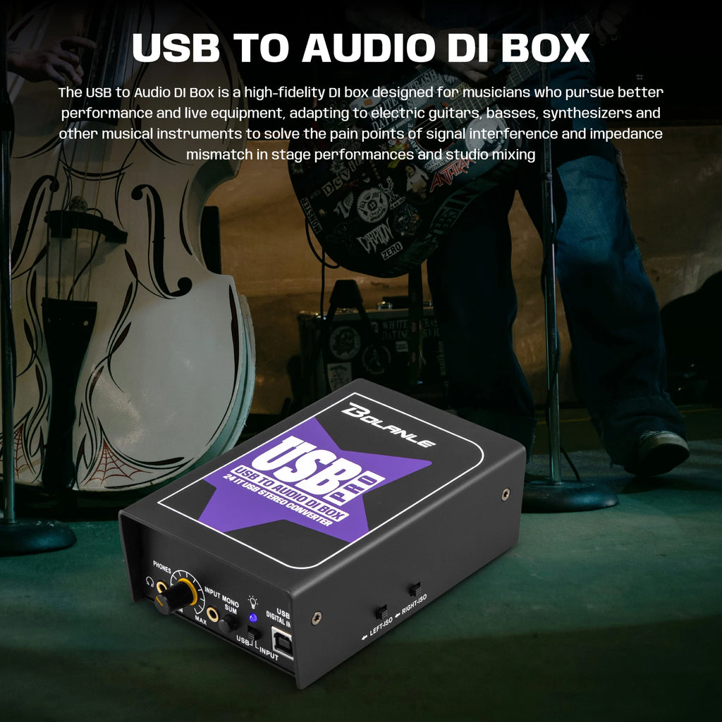 USB Stereo DI Box 24-192kHz Audio Interface with Ground Lift - USB PRO Tidesmit