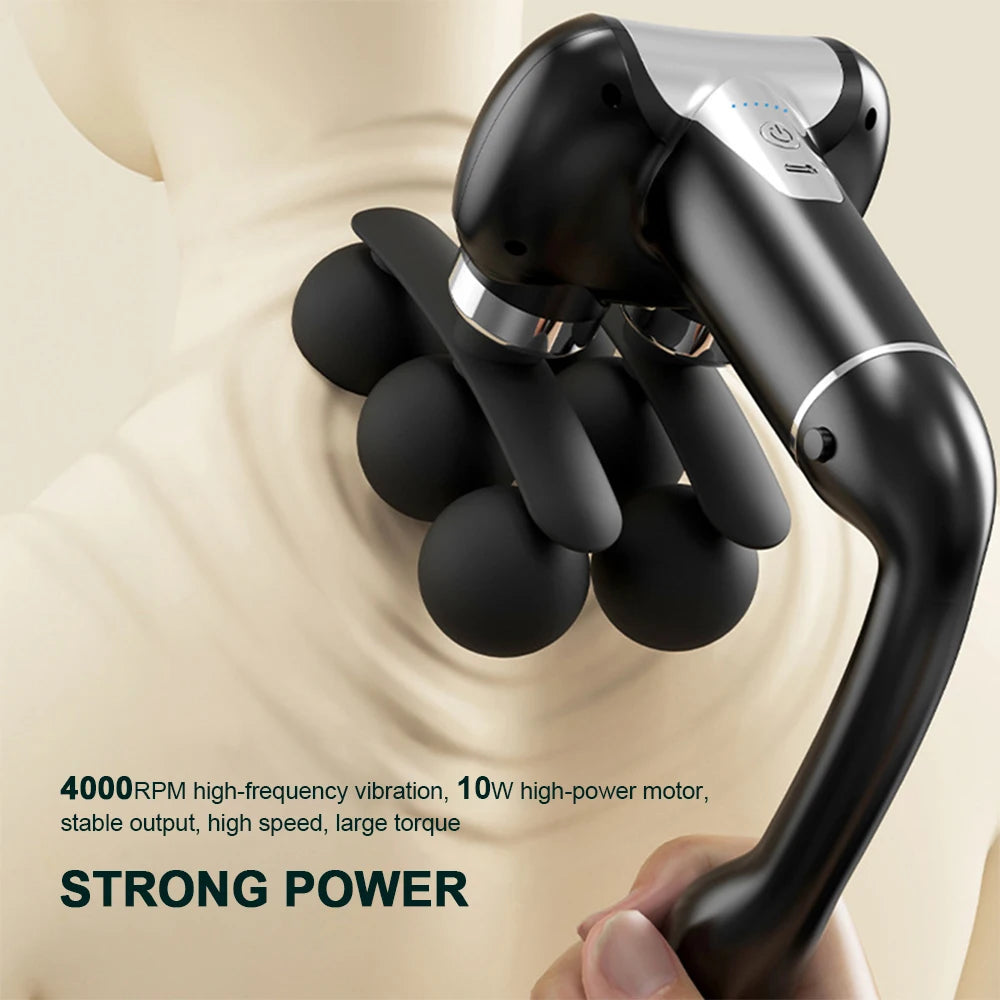Fascia Massage Gun - 6-Head Deep Tissue Muscle Relief Device Back Massage Instrument Tidesmit