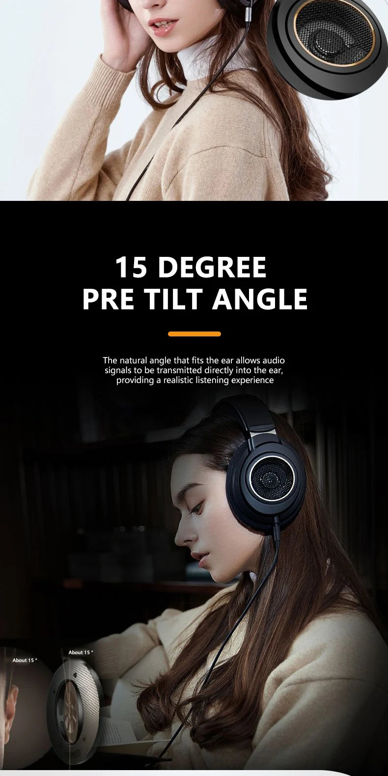 Wired Open-Back Studio Headphones for Professional Monitoring - Black Tidesmit