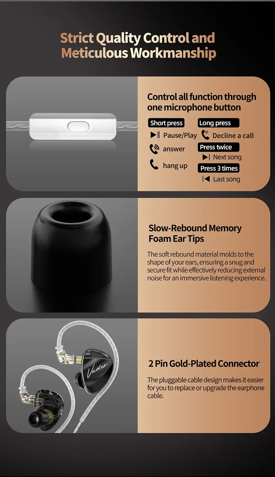 KZ Vader In-Ear Monitors with Tuning Switches by Tidesmit Tidesmit