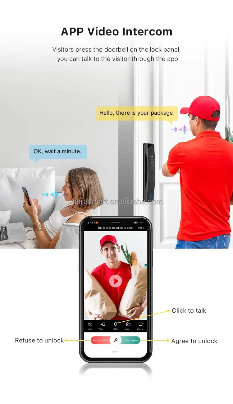 Smart Electronic Door Lock Password Automatic Biometric Fingerprint Lock For Home Security Tuya Smart Door Lock With Camera