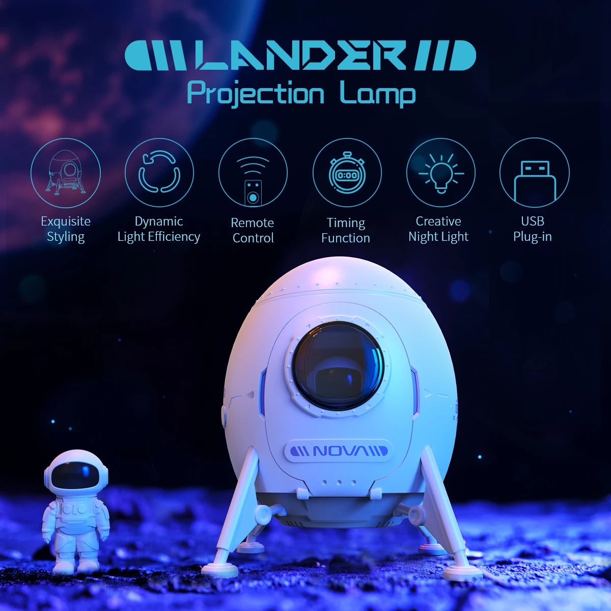 Astronaut Projector Light with Bluetooth Speaker, Stargate Design Tidesmit