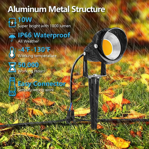 Single black LED landscape spotlight with adjustable stake for outdoor garden lighting