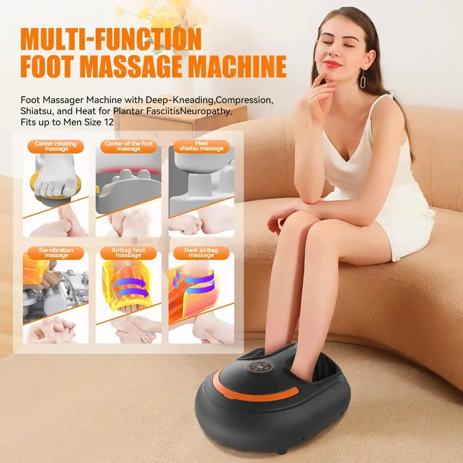 Electric Foot Massager Roller with Airbag Compression and Heat Massage Roller Tidesmit
