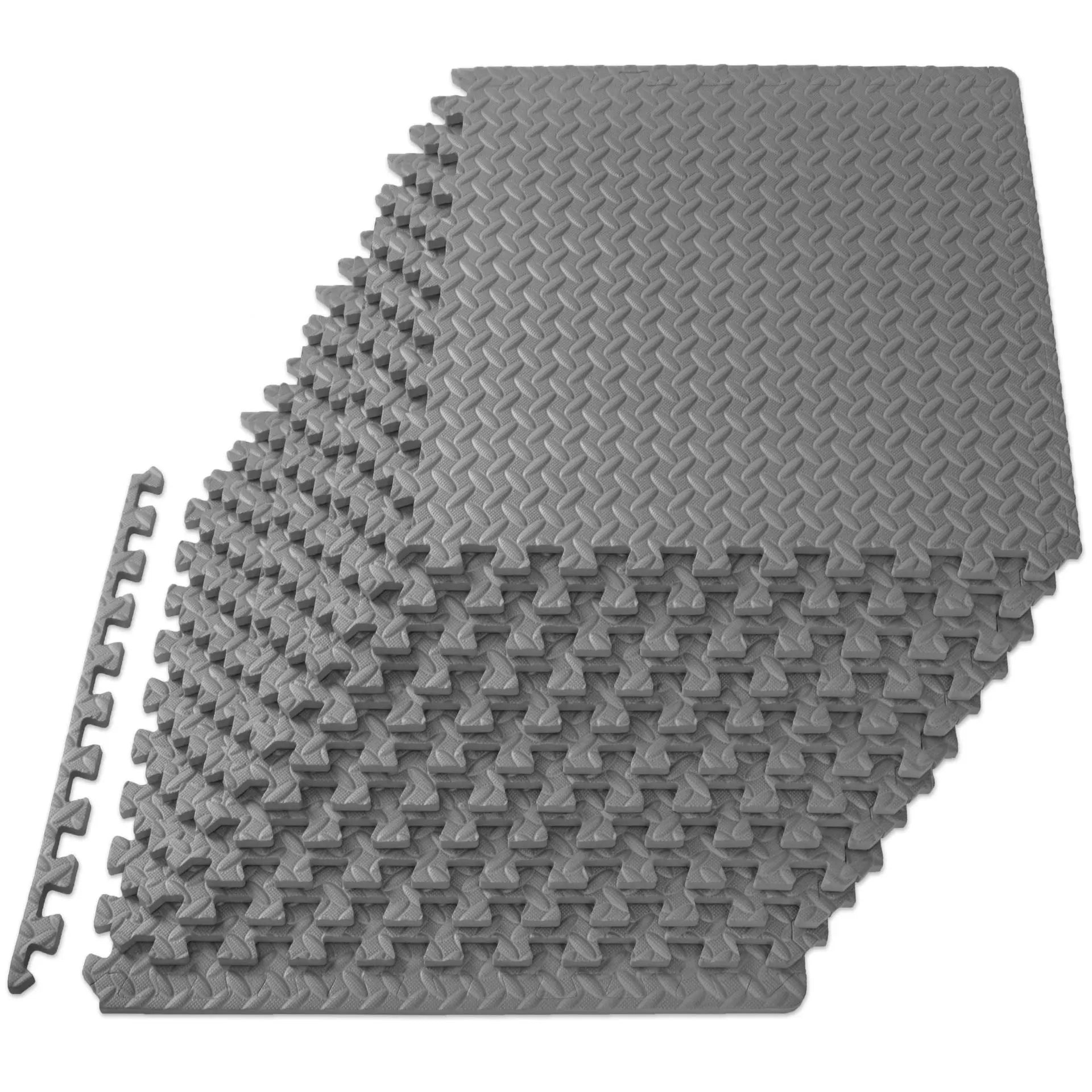 12Pcs EVA Foam Interlocking Floor Mats 60x60cm Gym Flooring Tiles Exercise Yoga Mat Non-Slip Shock Absorbing 10mm