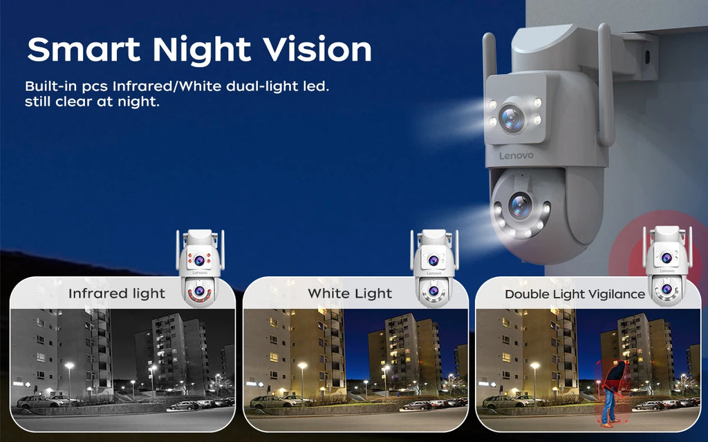 Lenovo 4K PTZ IP Camera Outdoor HD Dual Lens Dual Screen AI Auto Tracking 5G Wifi IP Camera CCTV Audio Video Surveillance