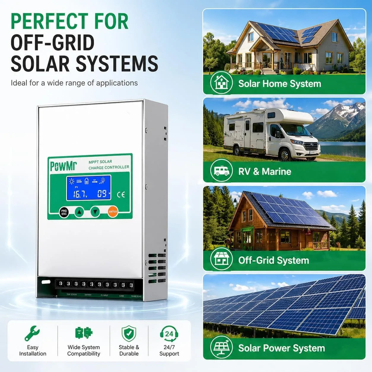 Local Stock 80A 100A MPPT Solar Charger Controller 12V 24V 36V 48V Smart Home Solar Regulator  Fit Lead Acid Lithium Batteries